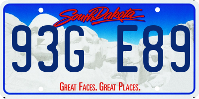 SD license plate 93GE89