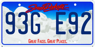 SD license plate 93GE92