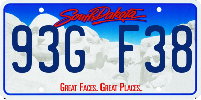 SD license plate 93GF38