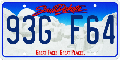 SD license plate 93GF64