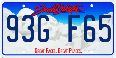 SD license plate 93GF65