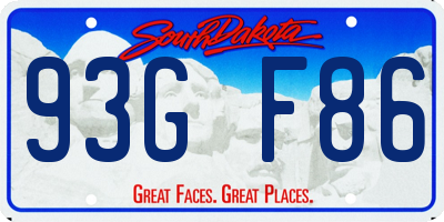 SD license plate 93GF86