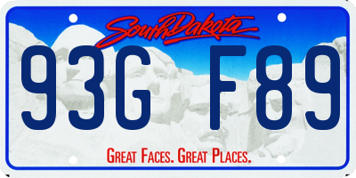 SD license plate 93GF89