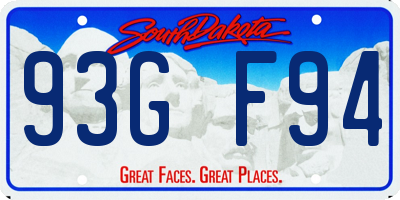 SD license plate 93GF94