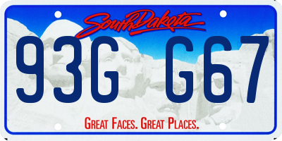 SD license plate 93GG67
