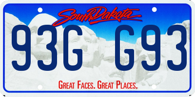 SD license plate 93GG93