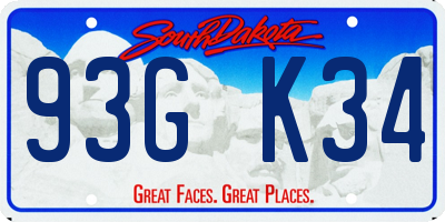 SD license plate 93GK34