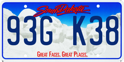 SD license plate 93GK38