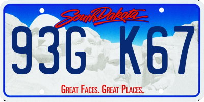 SD license plate 93GK67