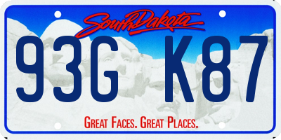 SD license plate 93GK87