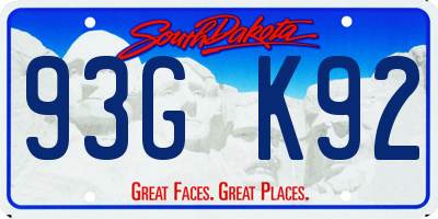 SD license plate 93GK92