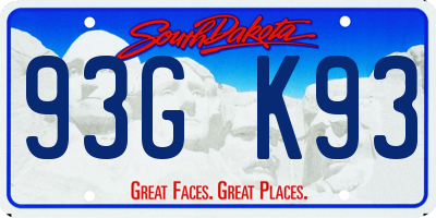 SD license plate 93GK93