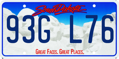 SD license plate 93GL76