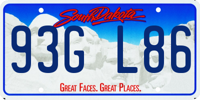 SD license plate 93GL86