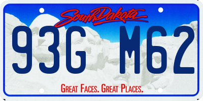 SD license plate 93GM62
