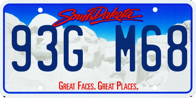 SD license plate 93GM68