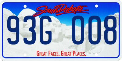 SD license plate 93GO08