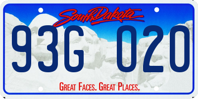 SD license plate 93GO20