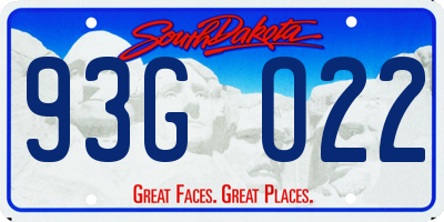 SD license plate 93GO22