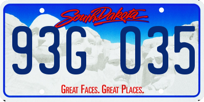 SD license plate 93GO35