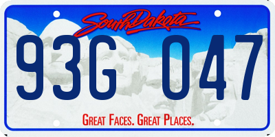 SD license plate 93GO47