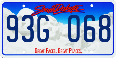 SD license plate 93GO68