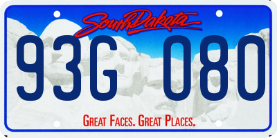 SD license plate 93GO80