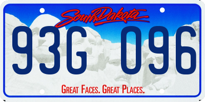 SD license plate 93GO96