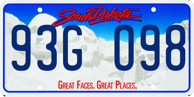 SD license plate 93GO98