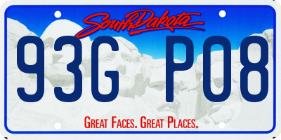 SD license plate 93GP08