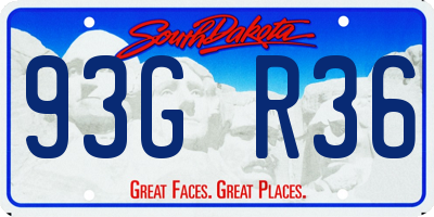SD license plate 93GR36