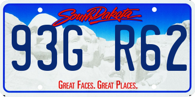 SD license plate 93GR62
