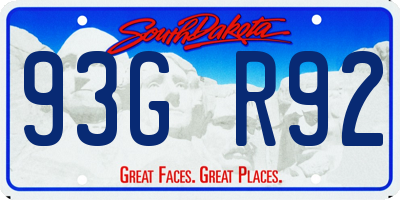 SD license plate 93GR92