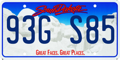 SD license plate 93GS85