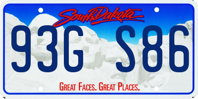 SD license plate 93GS86