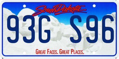 SD license plate 93GS96