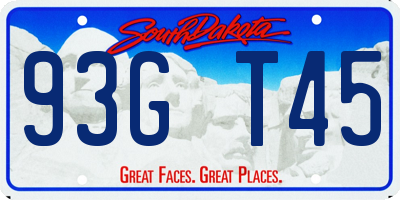 SD license plate 93GT45