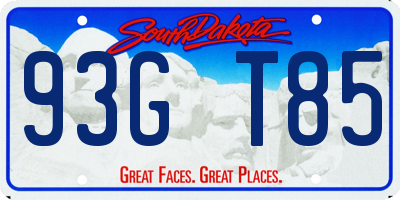 SD license plate 93GT85