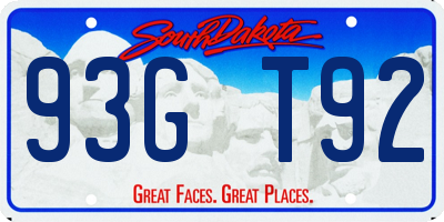 SD license plate 93GT92