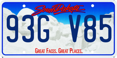SD license plate 93GV85