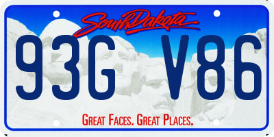SD license plate 93GV86