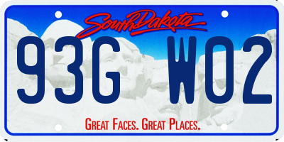 SD license plate 93GW02
