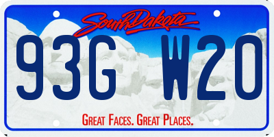 SD license plate 93GW20