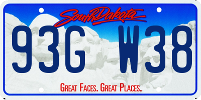 SD license plate 93GW38