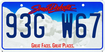 SD license plate 93GW67