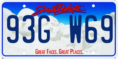 SD license plate 93GW69