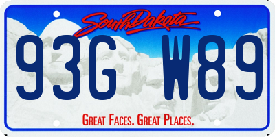 SD license plate 93GW89