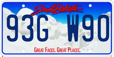 SD license plate 93GW90