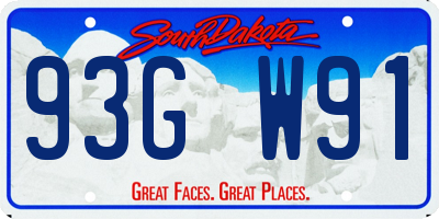 SD license plate 93GW91