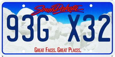 SD license plate 93GX32